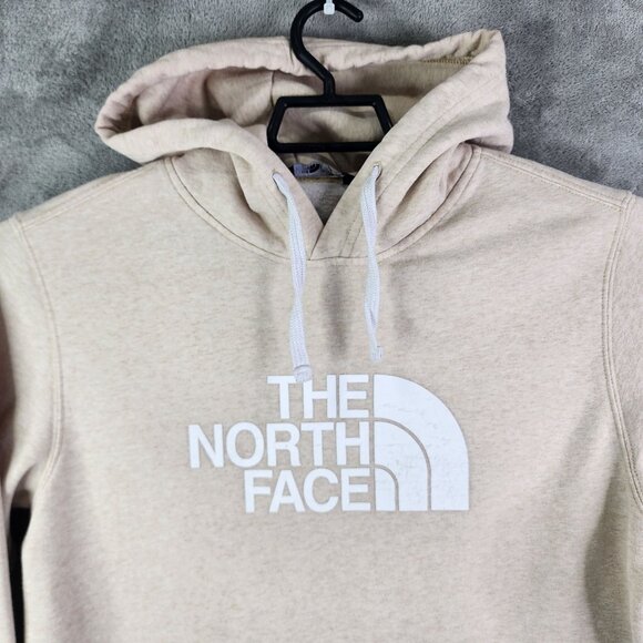 Mens Biege The North Face Hoodie Sweatshirt Pullover Fleece Long Sleeve Size L - Picture 4 of 12